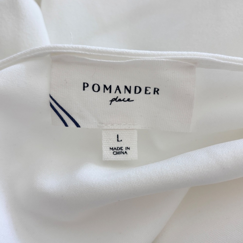 Tuckernuck‎ Pomander Place V Neck Blouse Womens L White Puff 3/4 Sleeve Preppy - Picture 6 of 9